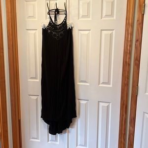 Black maxi dress with lace detail